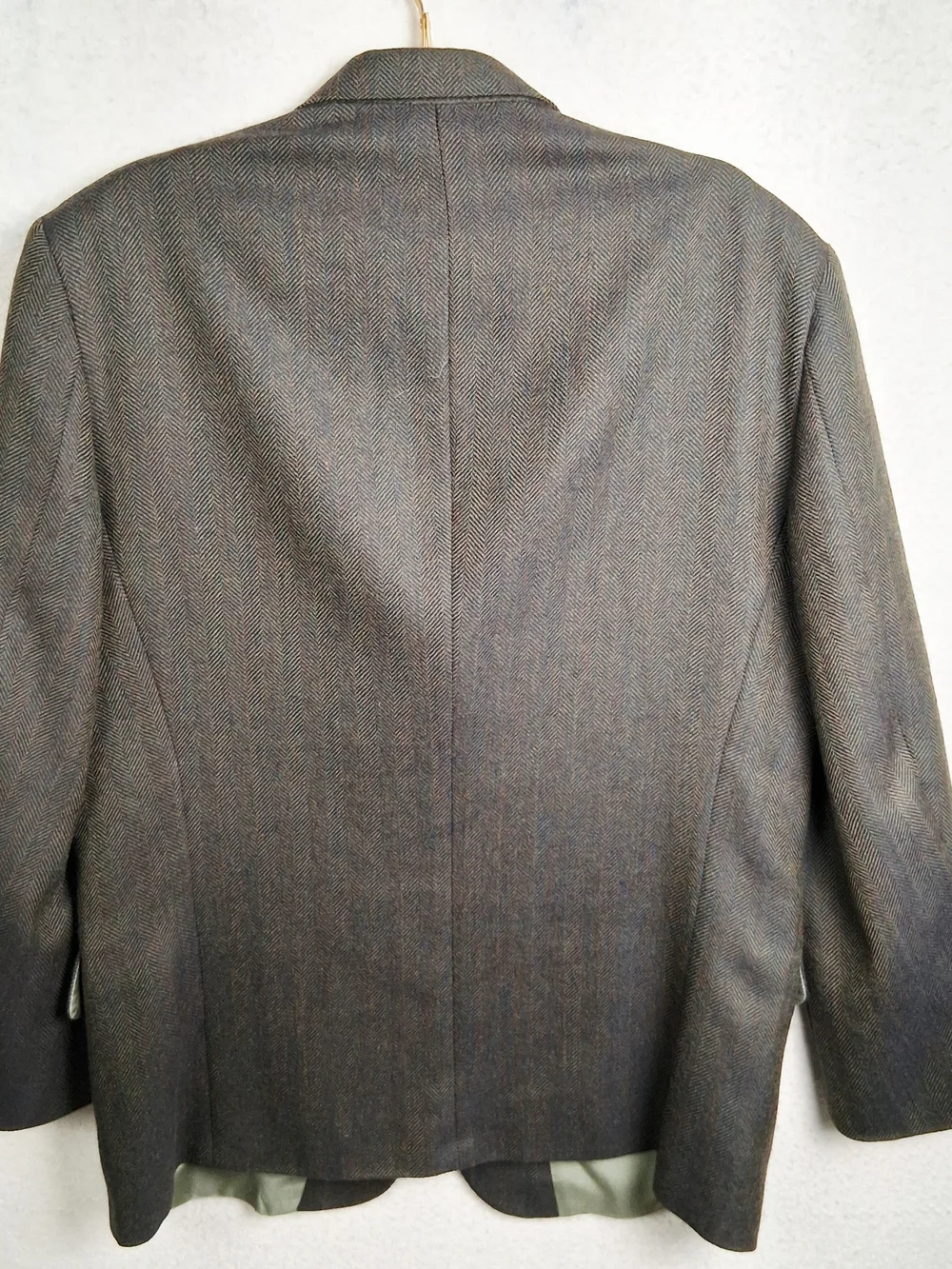 VTG Oscar de la Renta Herringbone Tweed Blazer Jacket 42R Wool 3 Button Brown